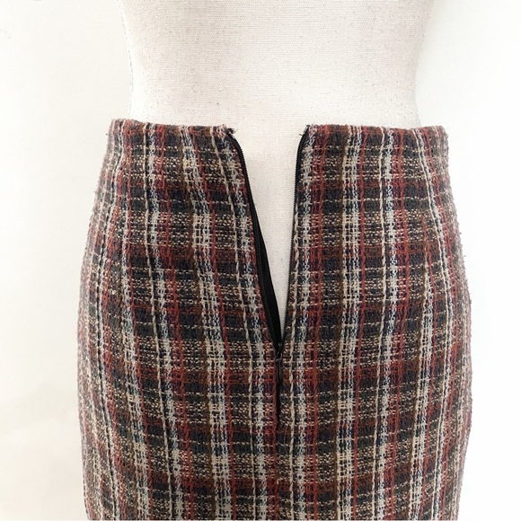 SADIE & SAGE BROWN RUST PLAID FRAY HIGH WAIST MINI SKIRT - S - Picture 6 of 10